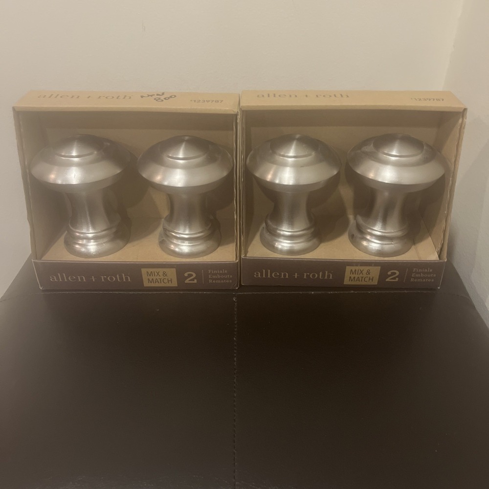 ALLEN +‎ ROTH Mix & Match 4 Curtain Rod Finials Brushed Nickel Finish 1239787